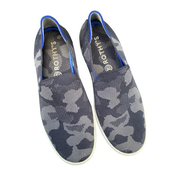 Rothy's Blue and Gray Camouflage Sneakers slip on size 8.5 - Picture 2 of 6